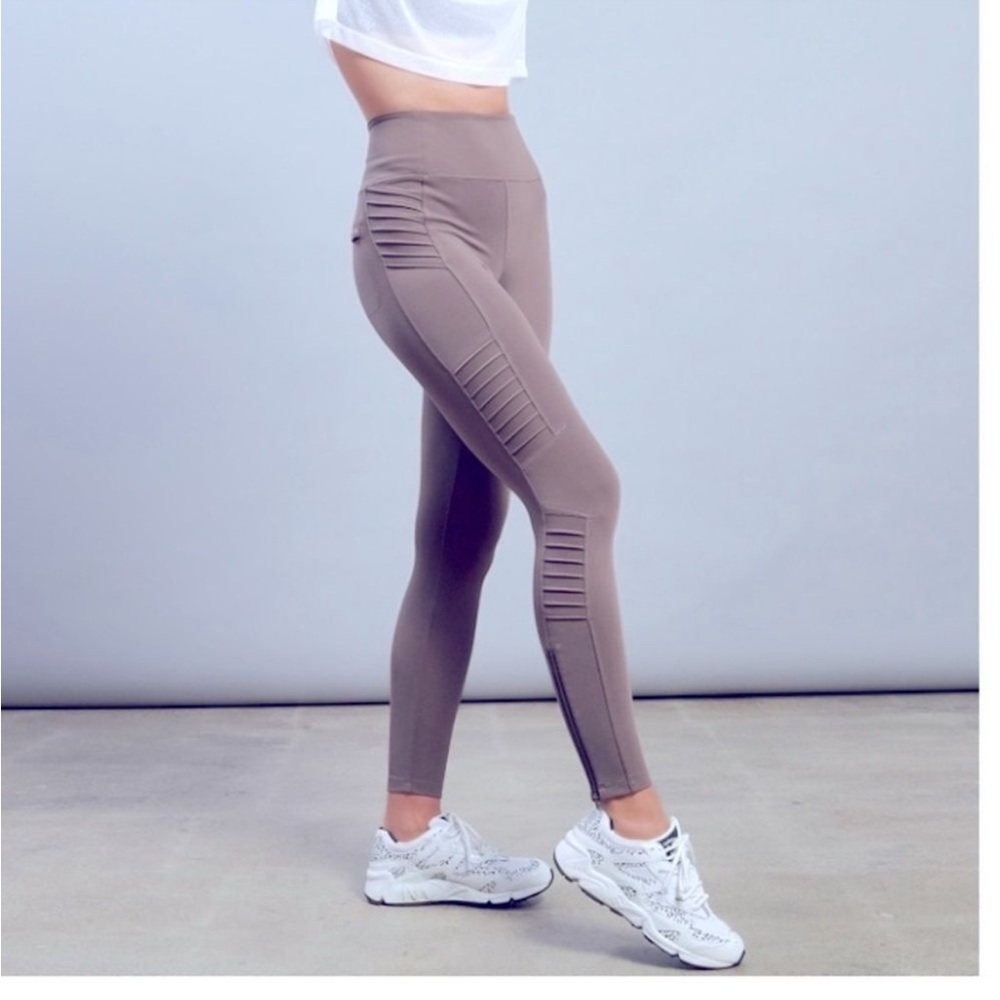 Athleta Delancey Gleam Moto Tight in a buff taupe color like new condition! M #1